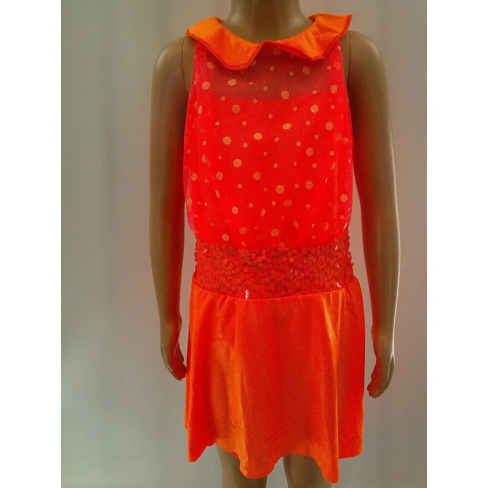Pre-Owned Dance Costume Medium Child Orange A Wish Come True 14292 Jazz Tap Clo